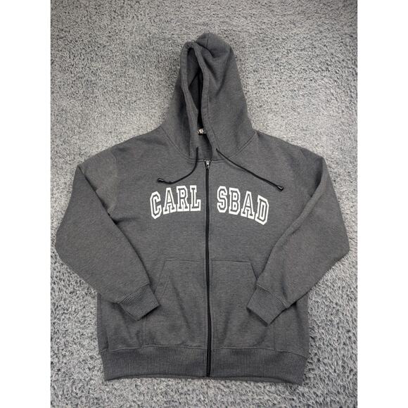Carlsbad California Hoodie Mens Medium Gray Destination Full Zip Up Sweatshirt - Picture 1 of 6